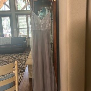 Gray long dress for prom or night out